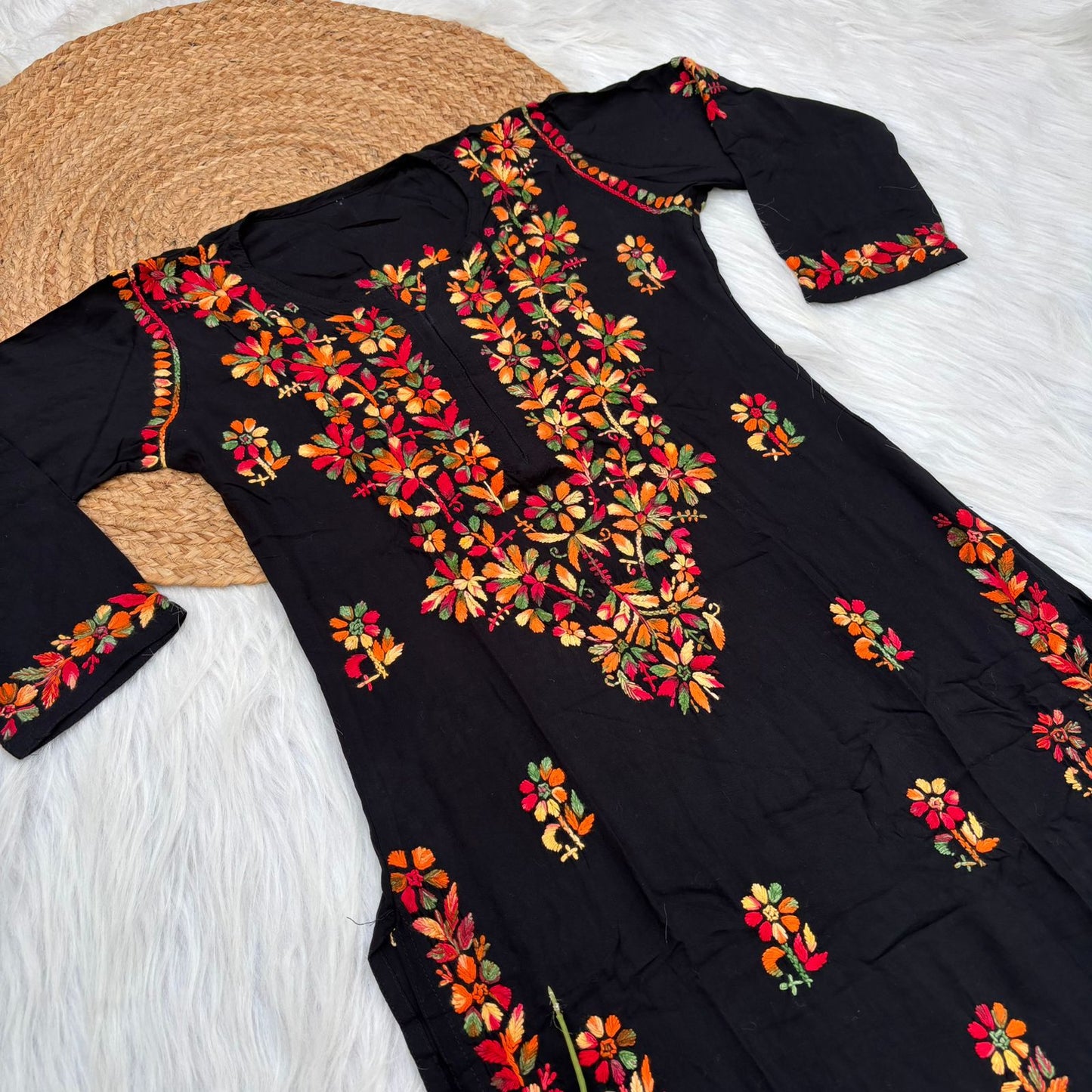 Maysa Soft Rayon Chikankari Kurti - Multi Colour