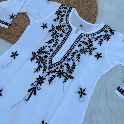 Shraddha Kapoor inspired Pure Cotton Chikankari Kurti - Black Colour - Chikankaar