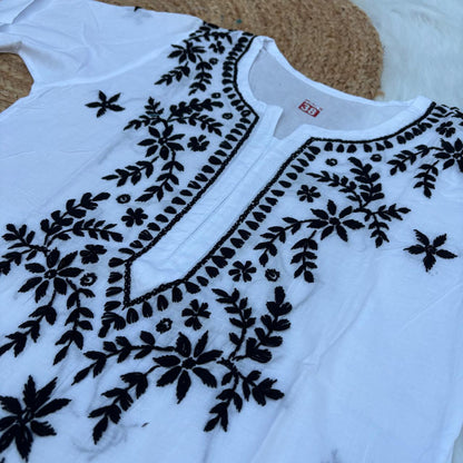 Shraddha Kapoor inspired Pure Cotton Chikankari Kurti - Black Colour - Chikankaar