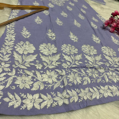 Avneet Kaur Inspired Modal Chikankari Kurti - Purple colour