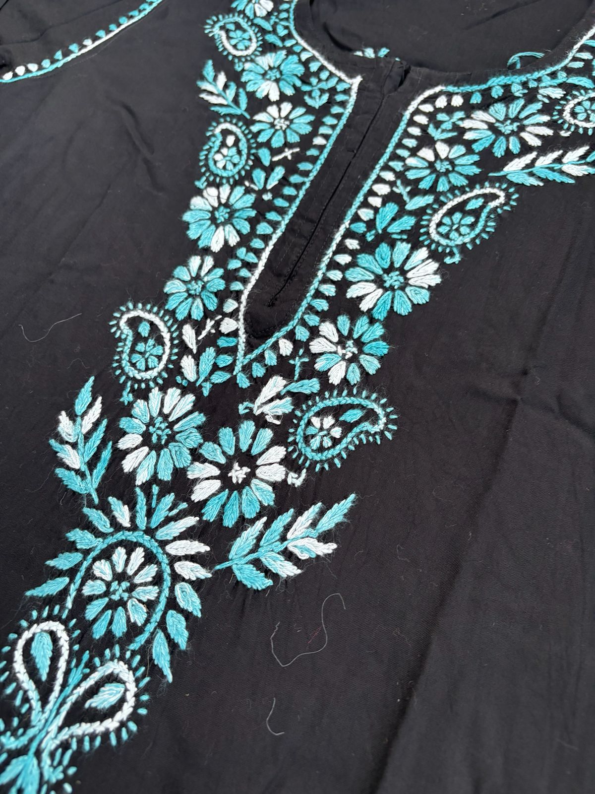 Ghada Soft Rayon Lucknowi Handwork Chikankari Kurti - Sea Green Colour