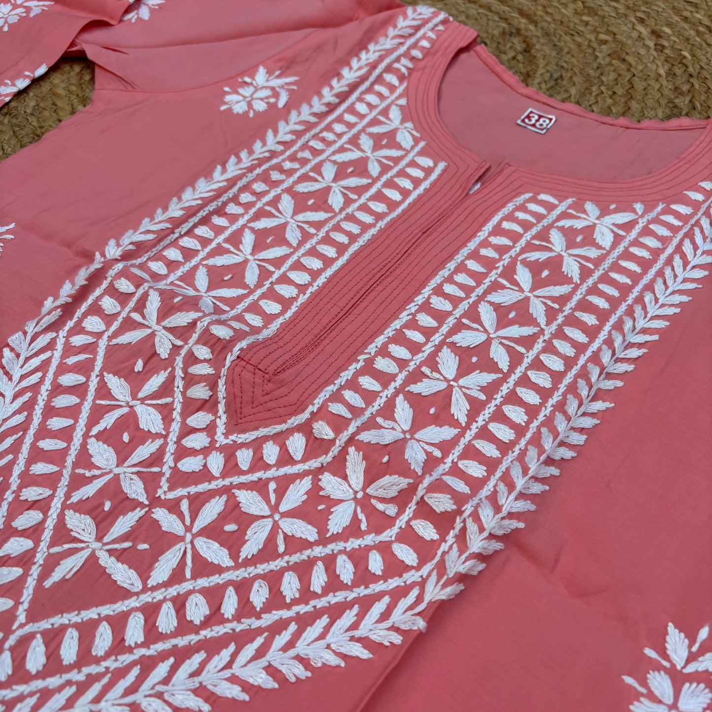 Afana Silk Chikankari Kurti Plazo set Gazri Colour