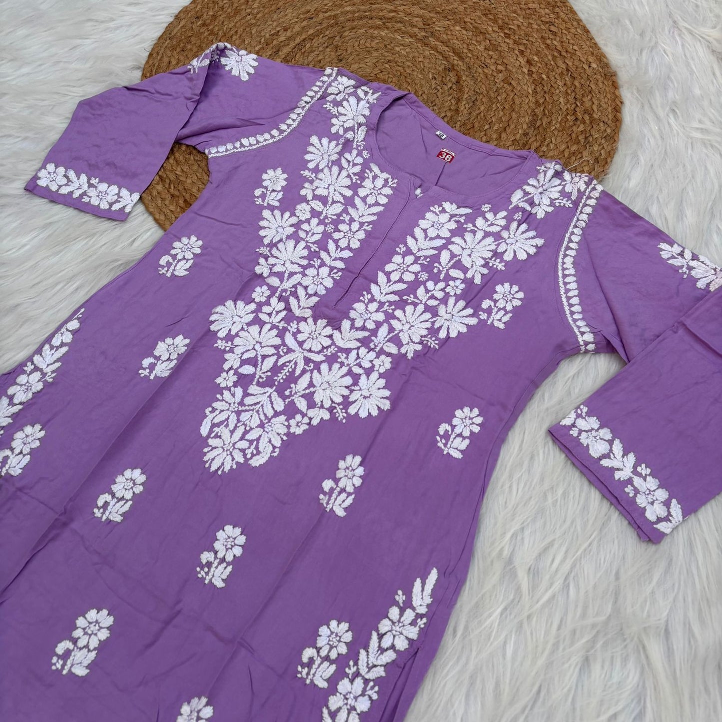 Maysa Soft Rayon Chikankari Kurti - Purple Colour