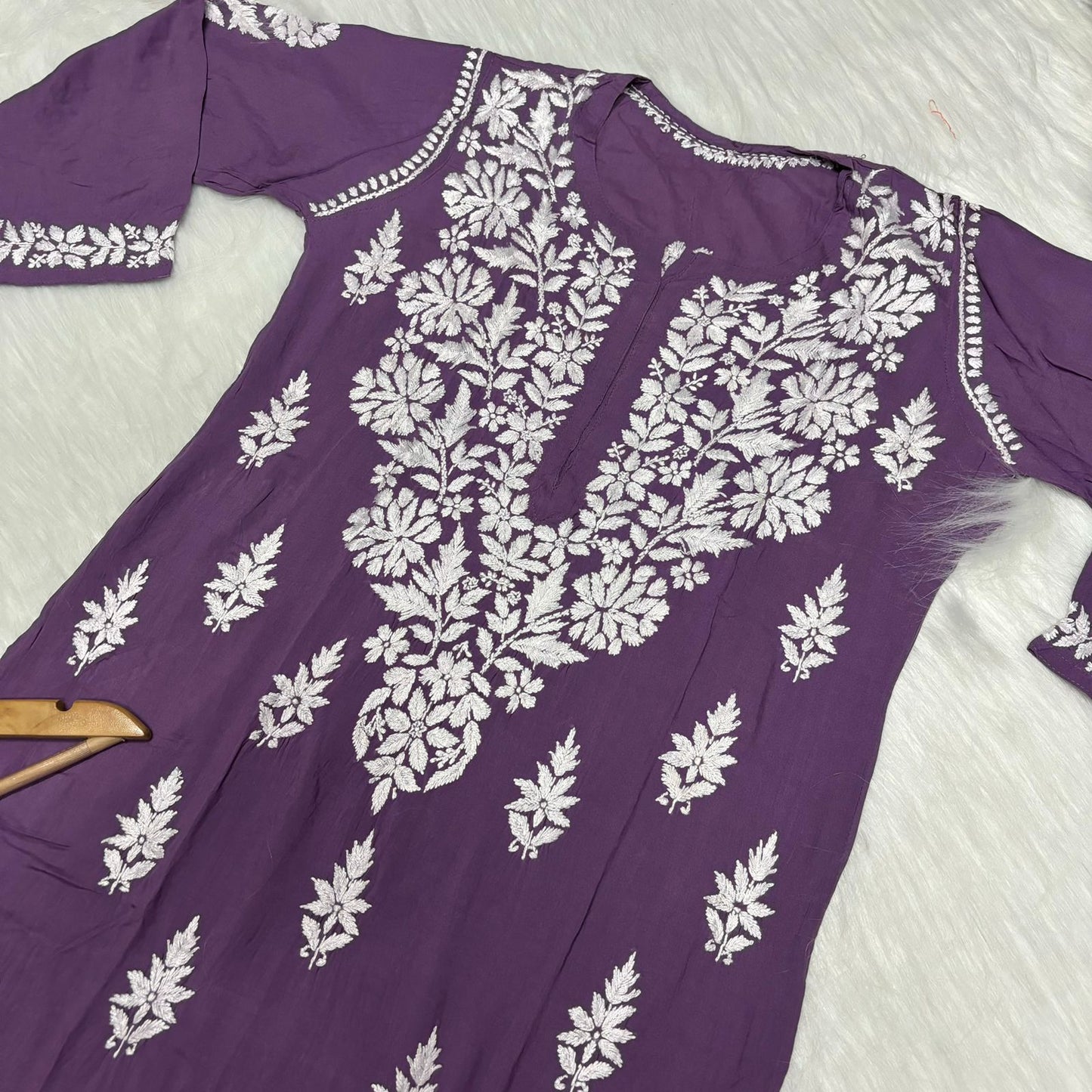 Avneet Kaur Inspired Modal Chikankari Kurti - Mauve colour