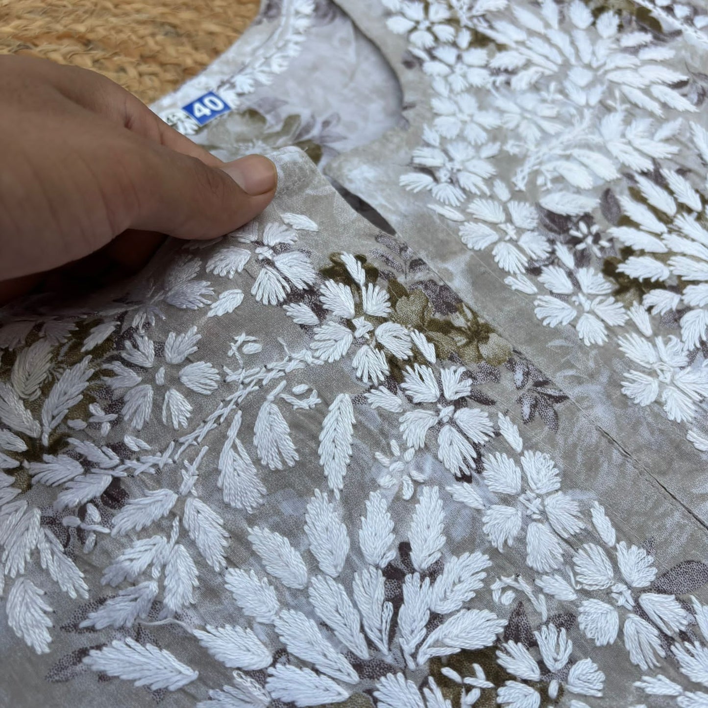 Fawziya Pure Mulmul Chikankari  Handwork Kurti - Brown Colour