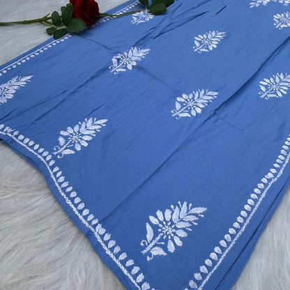 Safa Rayon Chikankari Noodle Strap Short Kurti -  Sky blue colour (Length - 38")