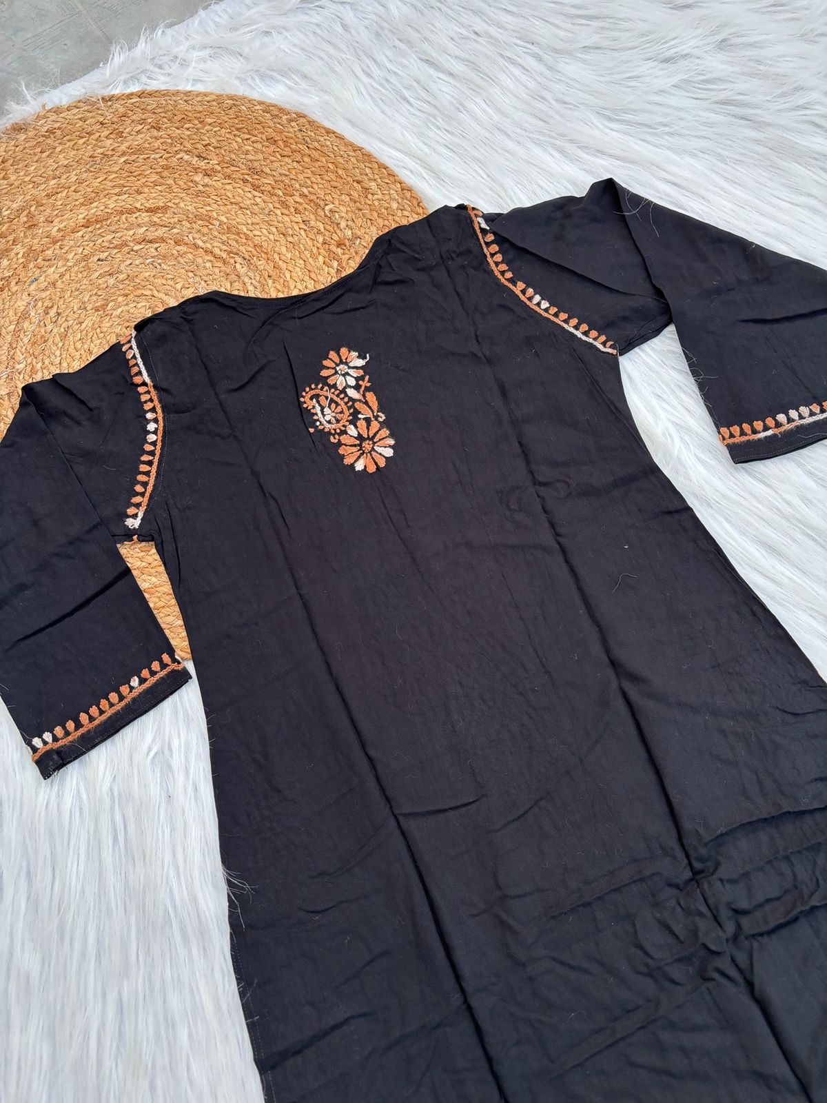 Ghada Soft Rayon Lucknowi Handwork Chikankari Kurti - Mustard Colour