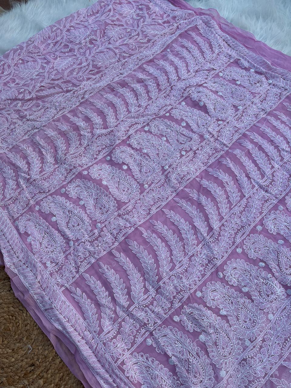 Shehnaz Georgette Full Jaal Saree with Unstitched blouse - Pink colour