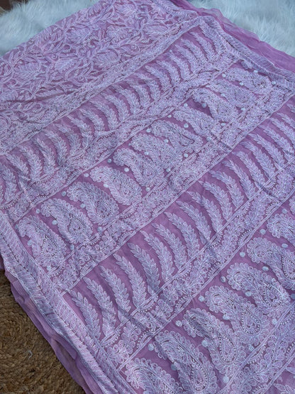Shehnaz Georgette Full Jaal Saree with Unstitched blouse - Pink colour