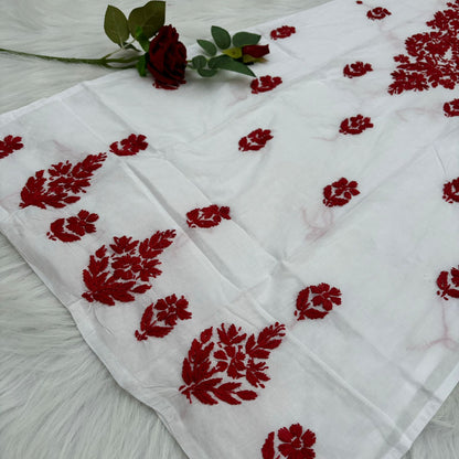 Shraddha Kapoor inspired Pure Cotton Chikankari Kurti - Red Colour - Chikankaar