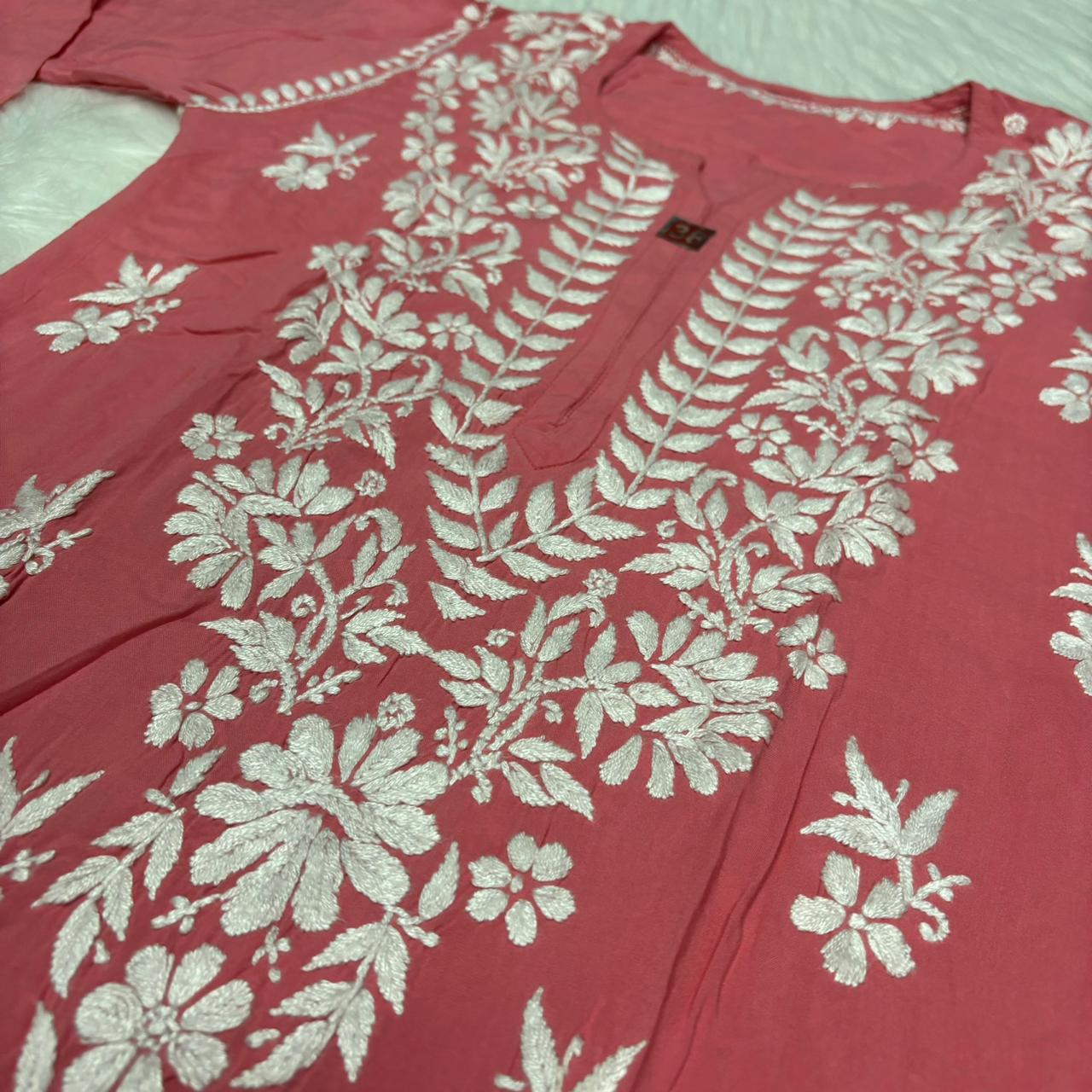 Avneet Kaur Inspired Modal Chikankari Kurti -Gazri colour