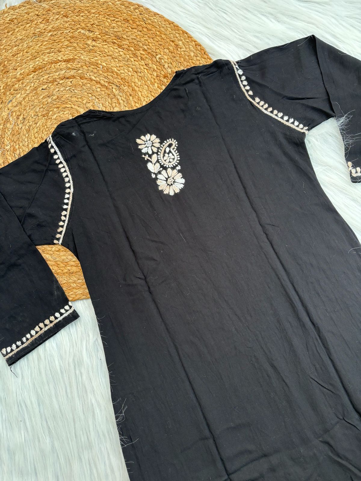Ghada Soft Rayon Lucknowi Handwork Chikankari Kurti - Cream Colour