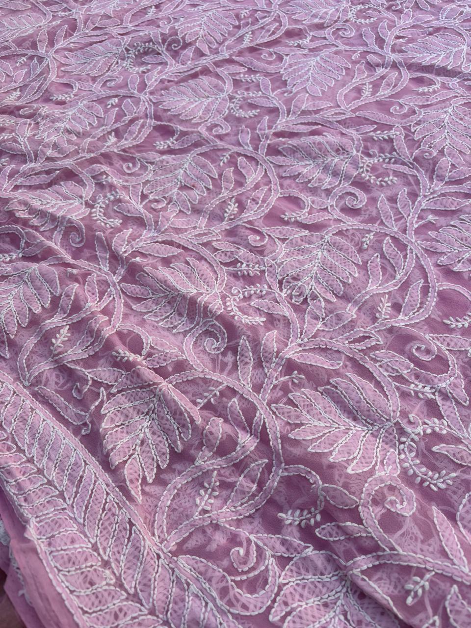 Shehnaz Georgette Full Jaal Saree with Unstitched blouse - Pink colour