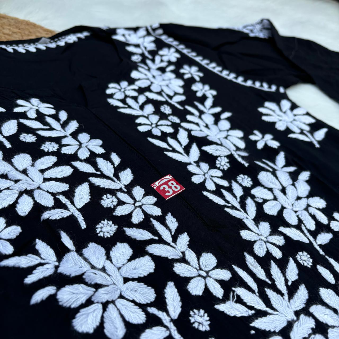 Avneet Kaur Inspired Modal Chikankari Kurti - Black colour