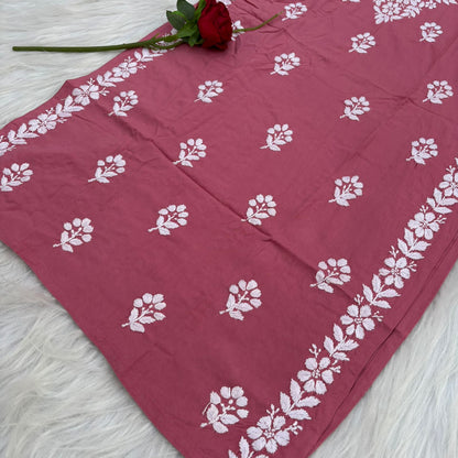 Maysa Soft Rayon Handwork Chikankari Kurti - Gazri Colour