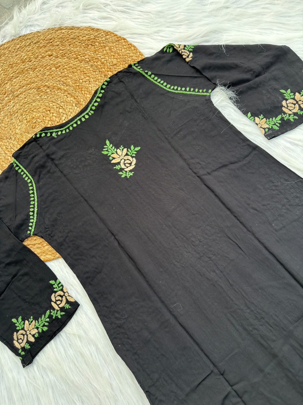 Sabah Rayon Handwork Chikankari Kurti Set - Mustard Colour