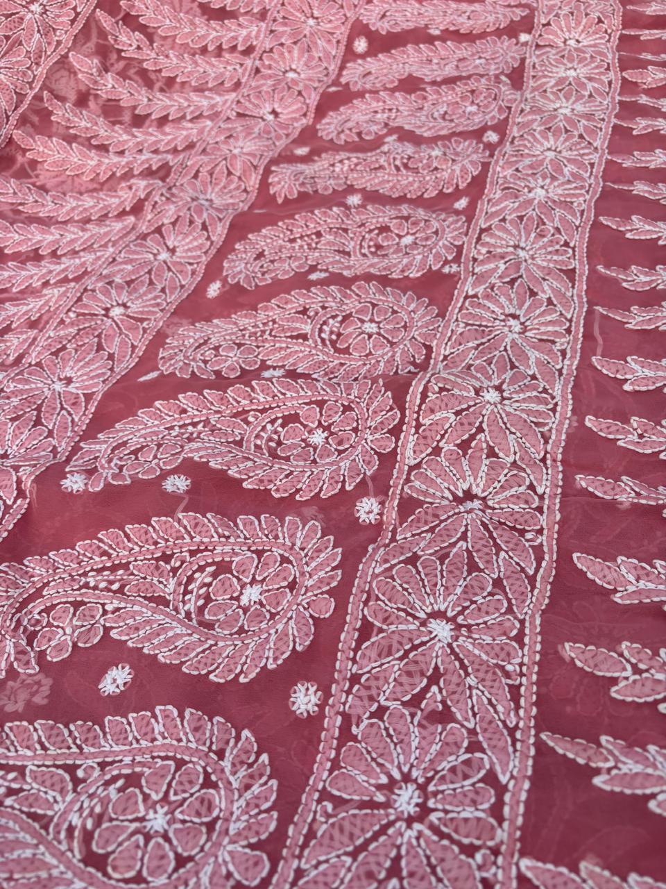 Shehnaz Georgette Full Jaal Saree with Unstitched blouse -  Gazri colour