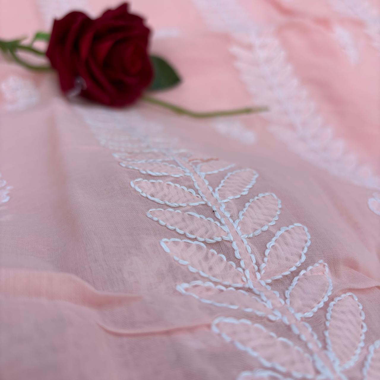 Madhuri Voile Cotton Chikankari Unstitched 3 pc set - Skin Colour