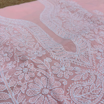 Madhuri Voile Cotton Chikankari Unstitched 3 pc set - Skin Colour