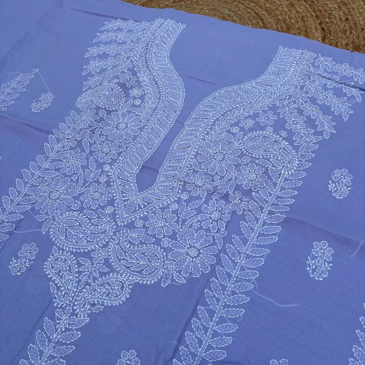 Madhuri Voile Cotton Chikankari Unstitched 3 pc set - Purple Colour