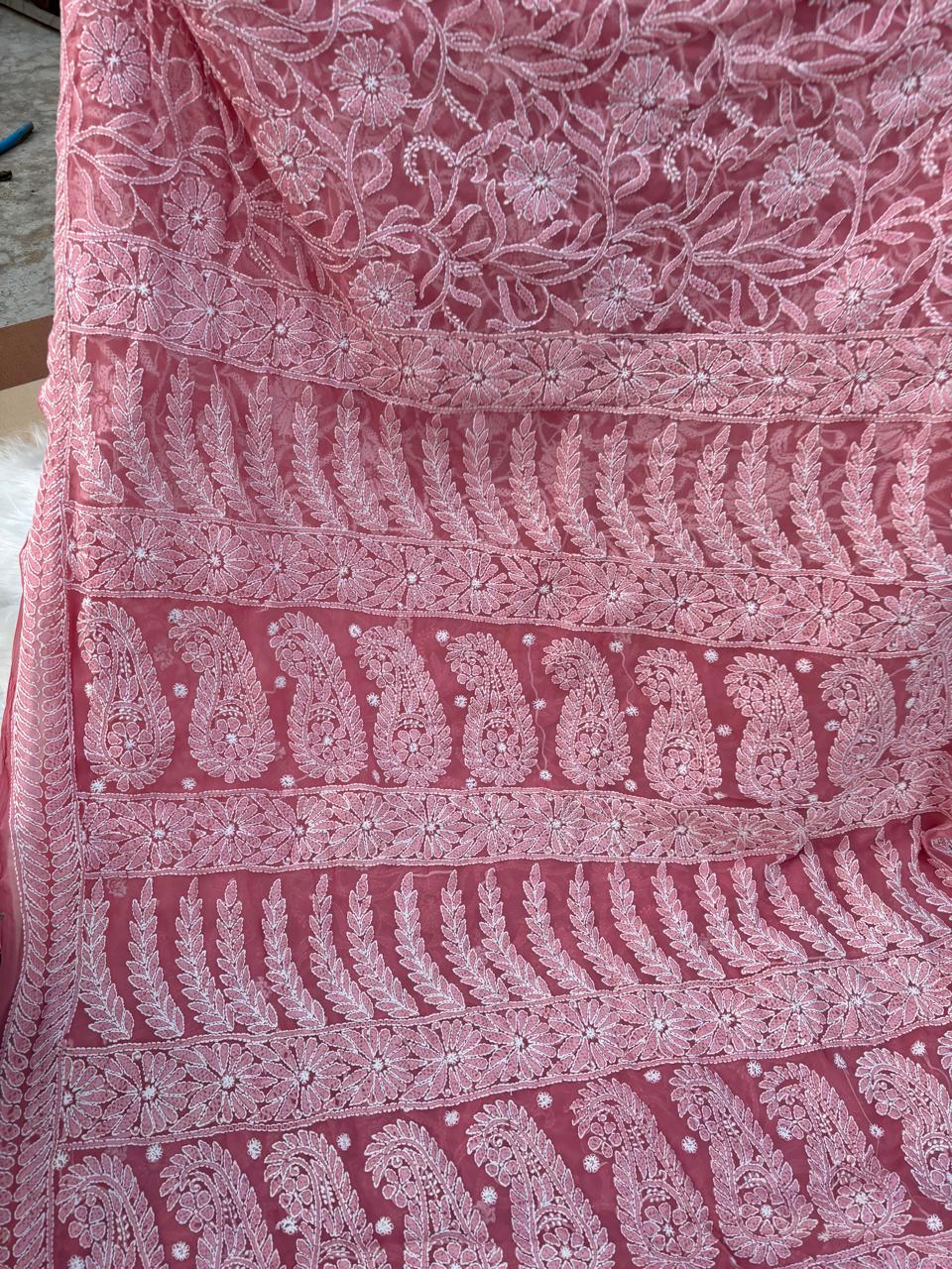 Shehnaz Georgette Full Jaal Saree with Unstitched blouse -  Gazri colour