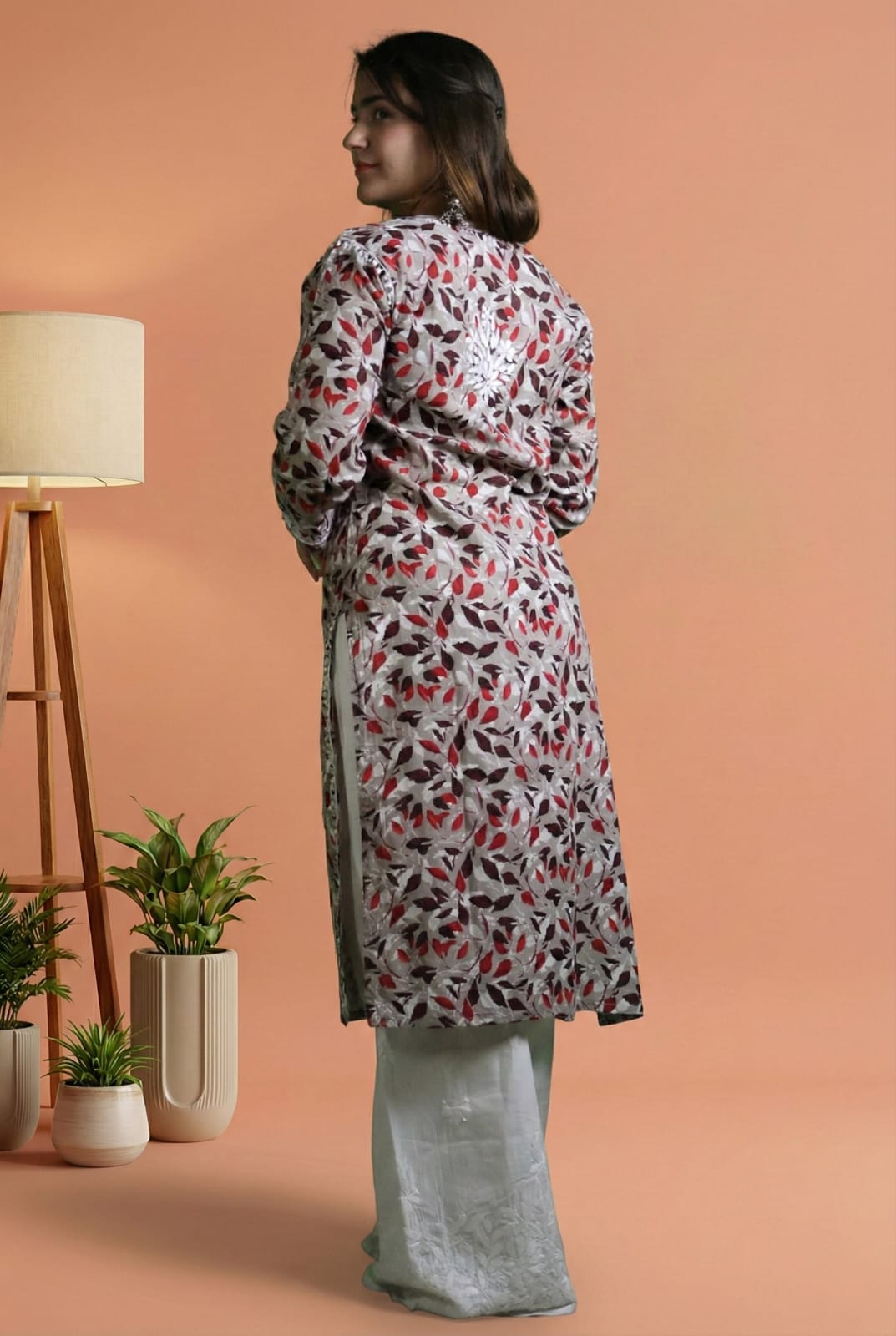 Emaya Pure Mulmul Chikankari Handwork Kurti - Cream Colour