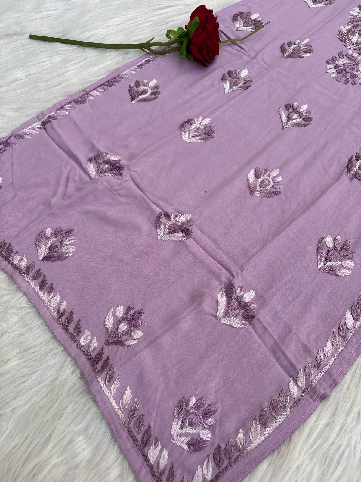 Roohi Rayon Tone To Tone Lucknowi Handwork Chikankari Kurti - Lavender Color