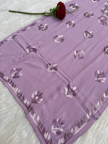Roohi Rayon Tone To Tone Lucknowi Handwork Chikankari Kurti - Lavender Color
