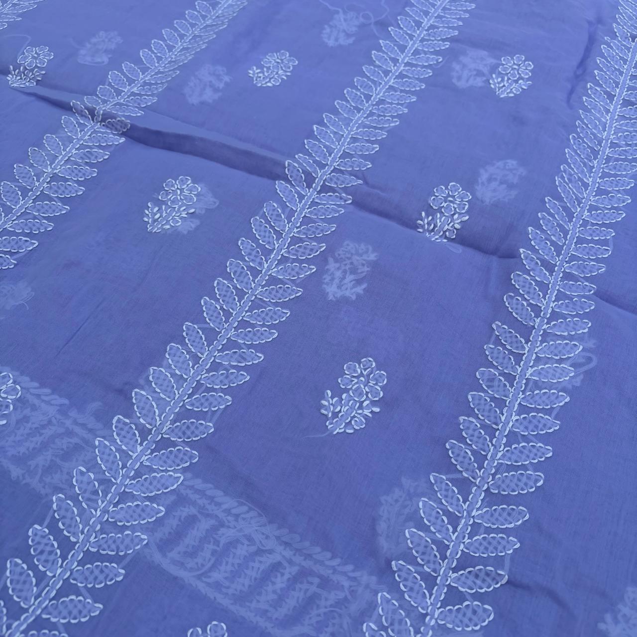 Madhuri Voile Cotton Chikankari Unstitched 3 pc set - Purple Colour