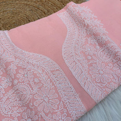 Madhuri Voile Cotton Chikankari Unstitched 3 pc set - Skin Colour