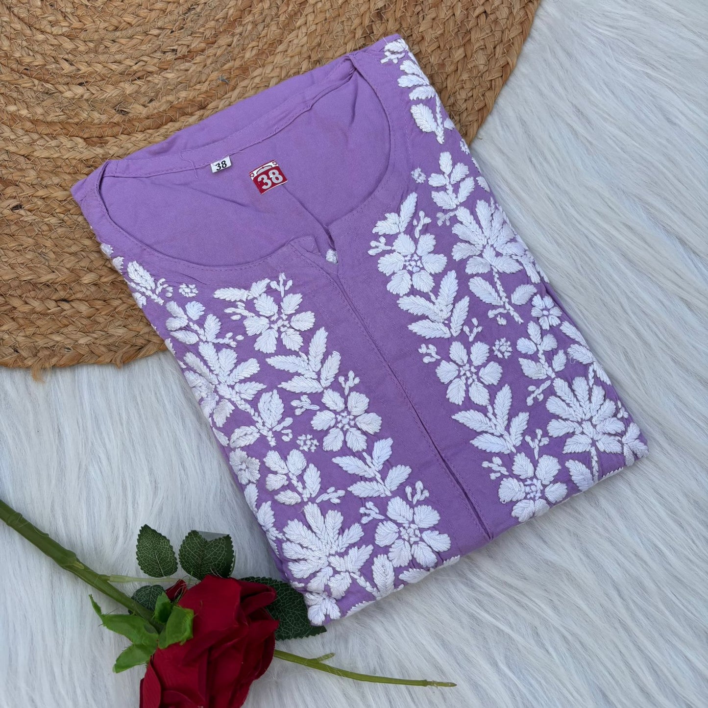 Maysa Soft Rayon Chikankari Kurti - Purple Colour