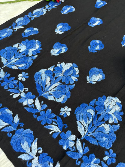 Rida Rayon Handwork Chikankari Kurti Set - Blue Colour