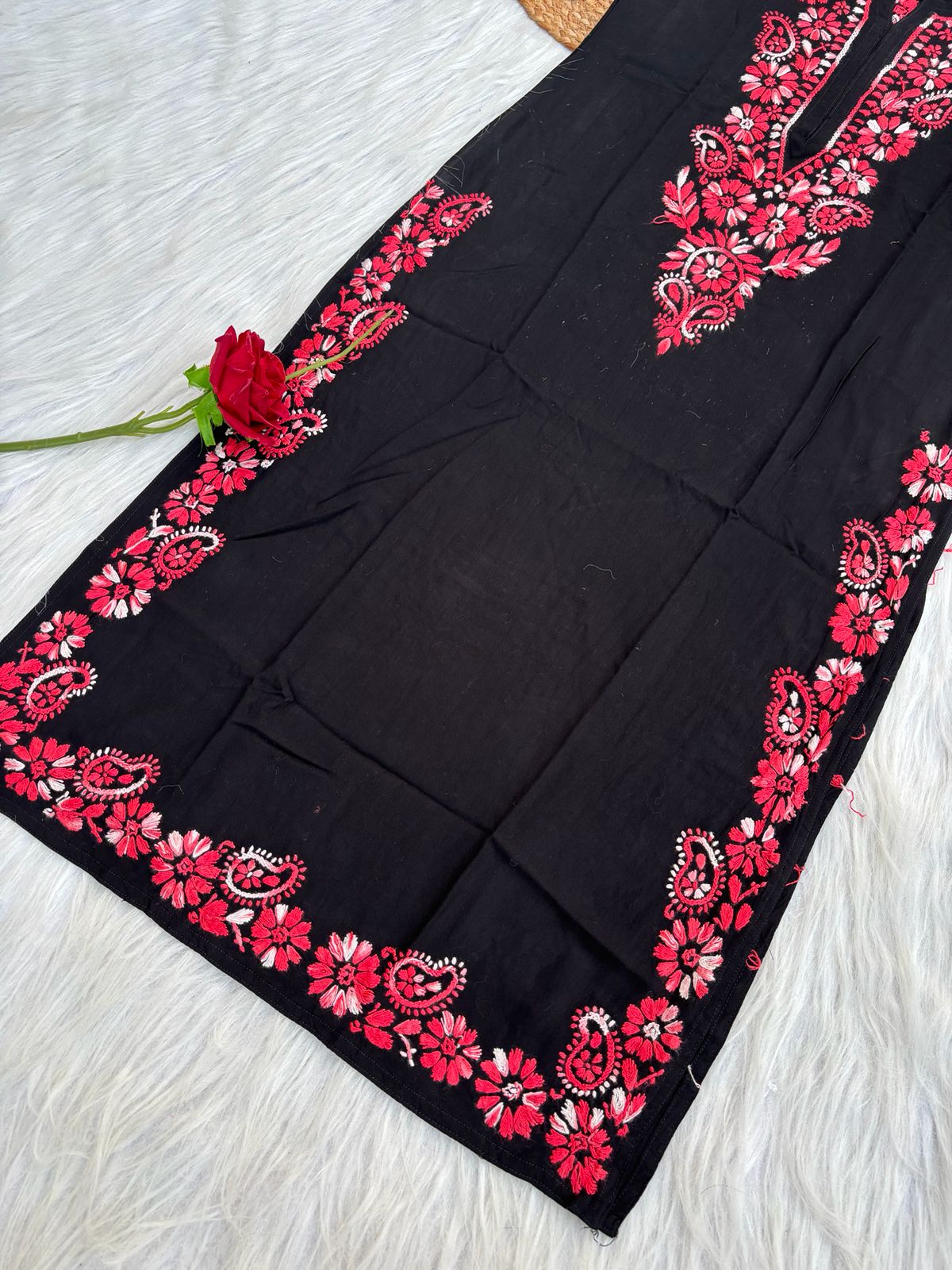Ghada Soft Rayon Lucknowi Handwork Chikankari Kurti - gazri Colour
