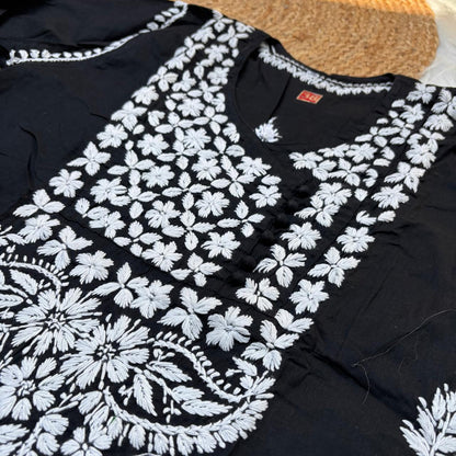Sabeena Pure Cotton Chikankari Kurti Black Colour