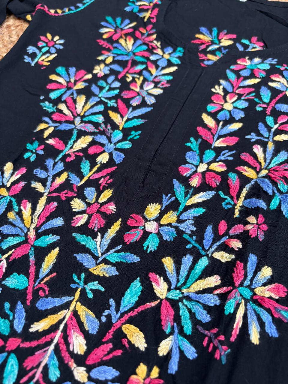 Maysa Soft Rayon Handwork Chikankari Kurti - Multi Blue Colour