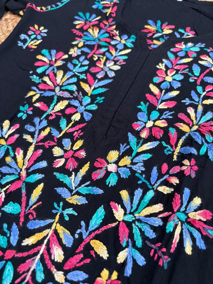 Maysa Soft Rayon Handwork Chikankari Kurti - Multi Blue Colour
