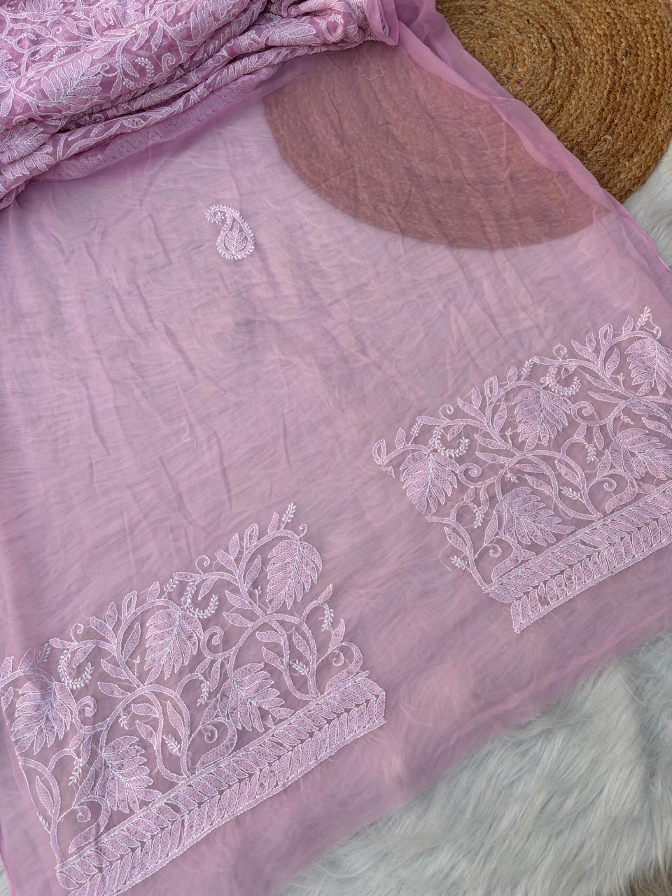 Shehnaz Georgette Full Jaal Saree with Unstitched blouse - Pink colour