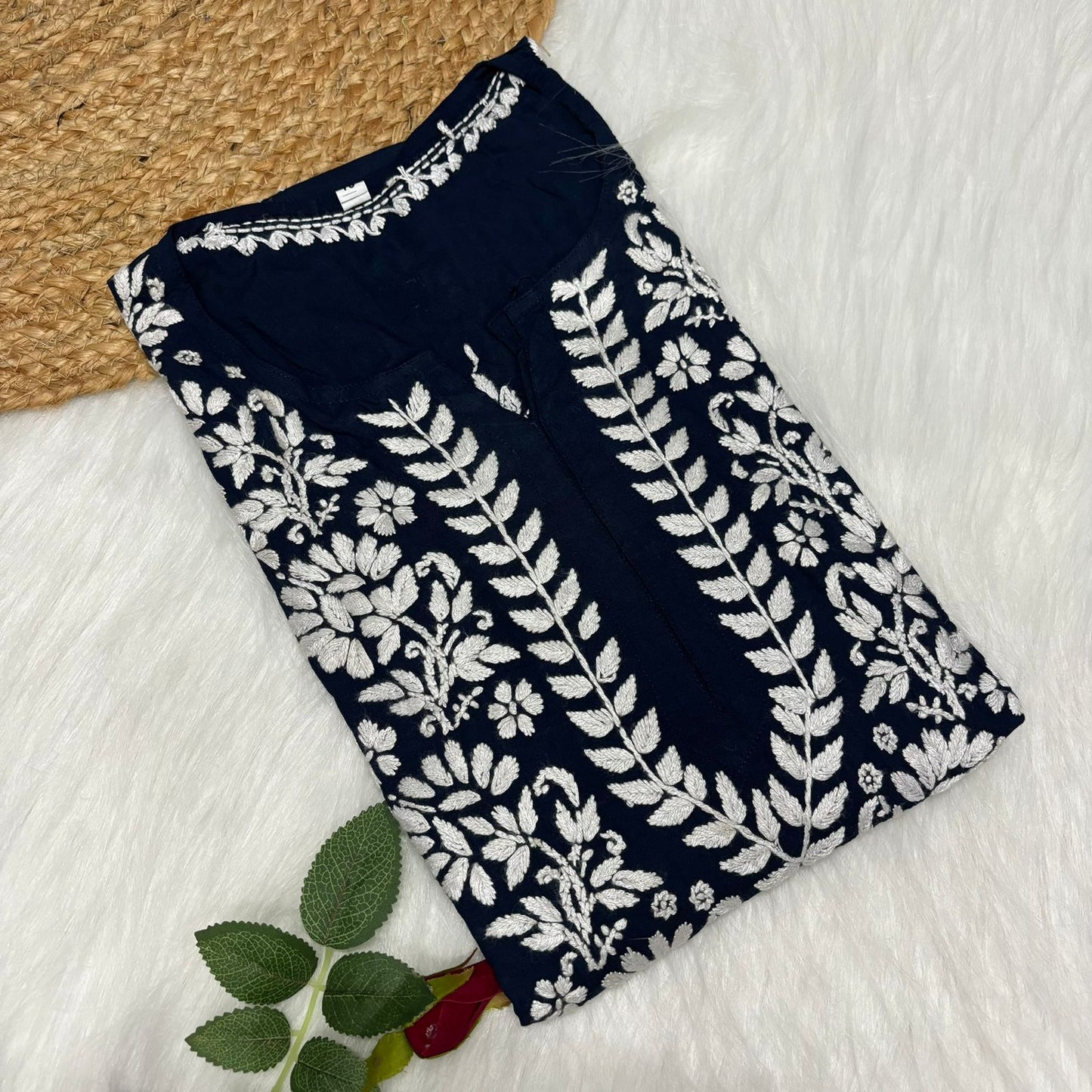 Avneet Kaur Inspired Modal Chikankari Kurti - Navy Blue colour