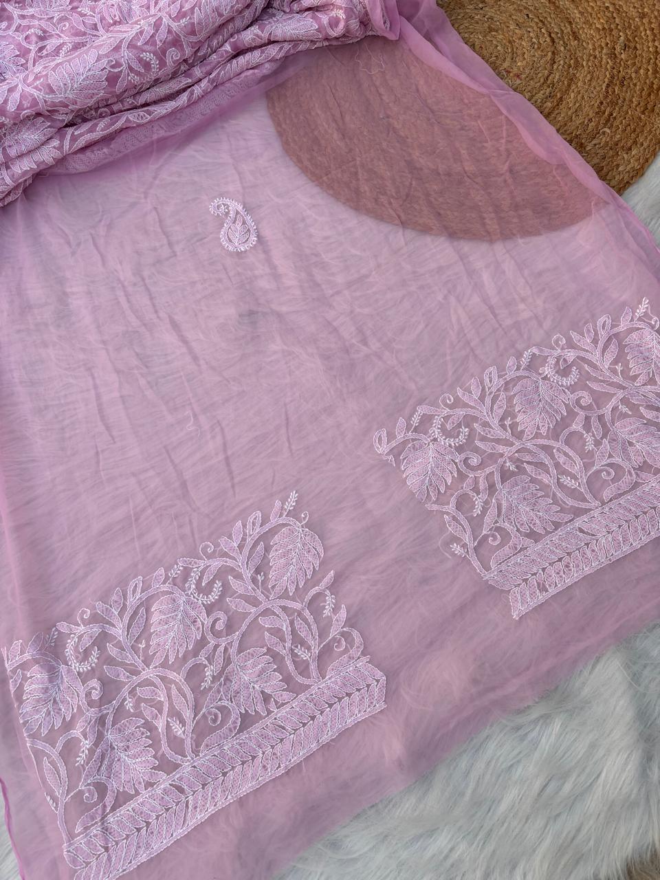 Shehnaz Georgette Full Jaal Saree with Unstitched blouse - Pink colour