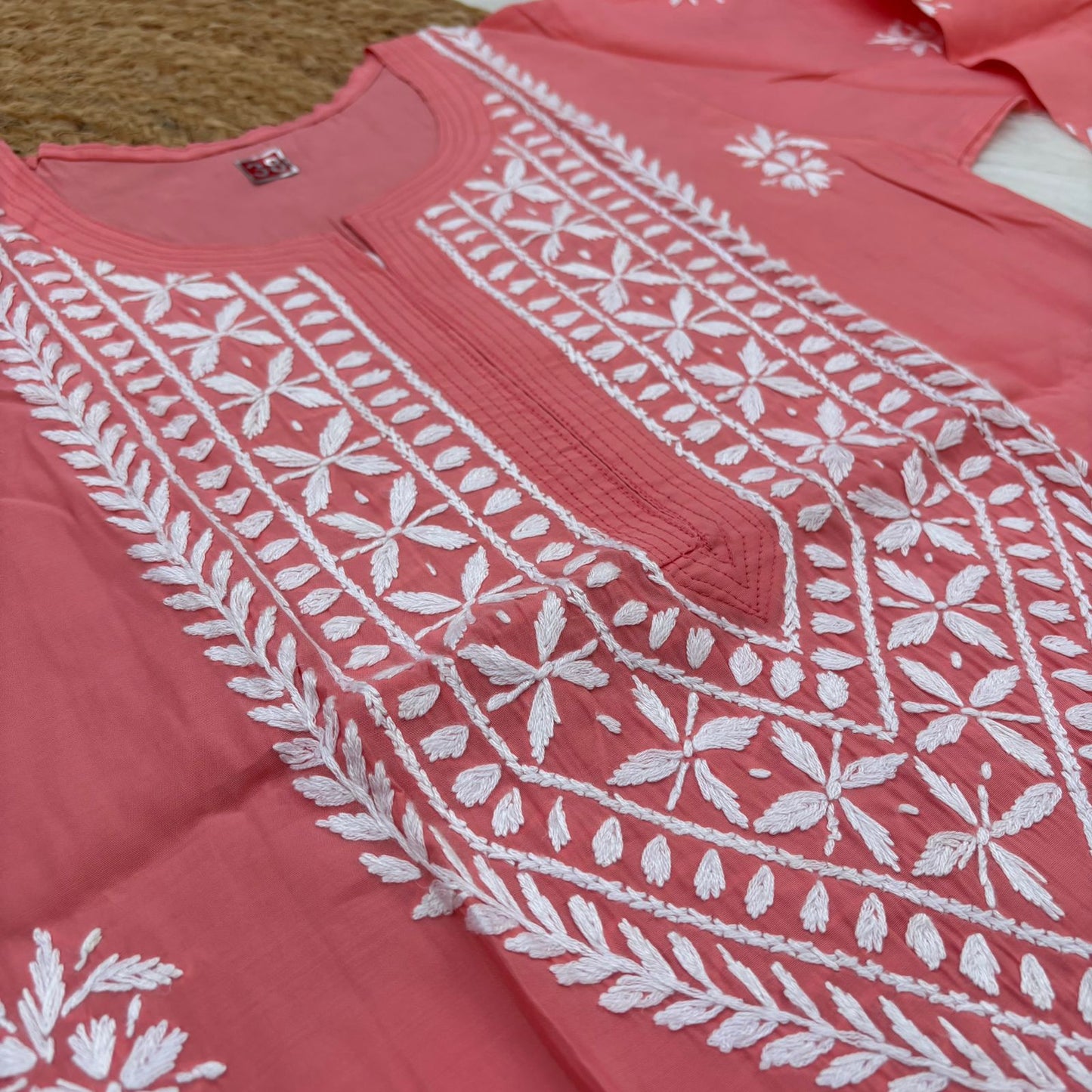 Afana Silk Chikankari Kurti Plazo set Gazri Colour